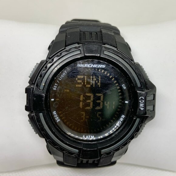 Skechers men digital watch 50mm day date black tone plastic band running - Picture 1 of 7